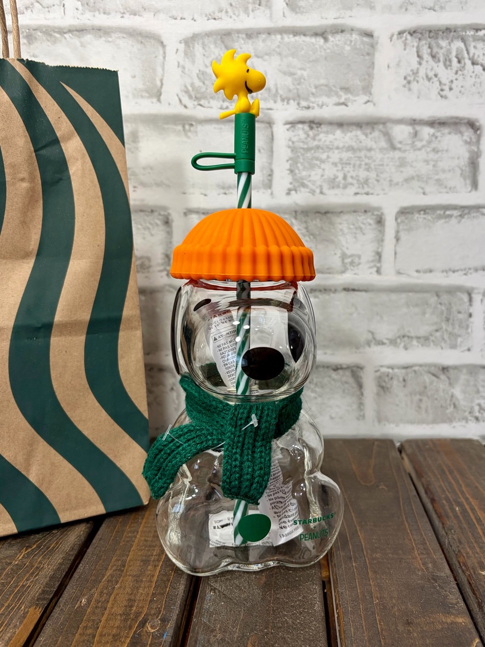Starbucks Peanuts Snoopy Bearista Glass Cup 20oz